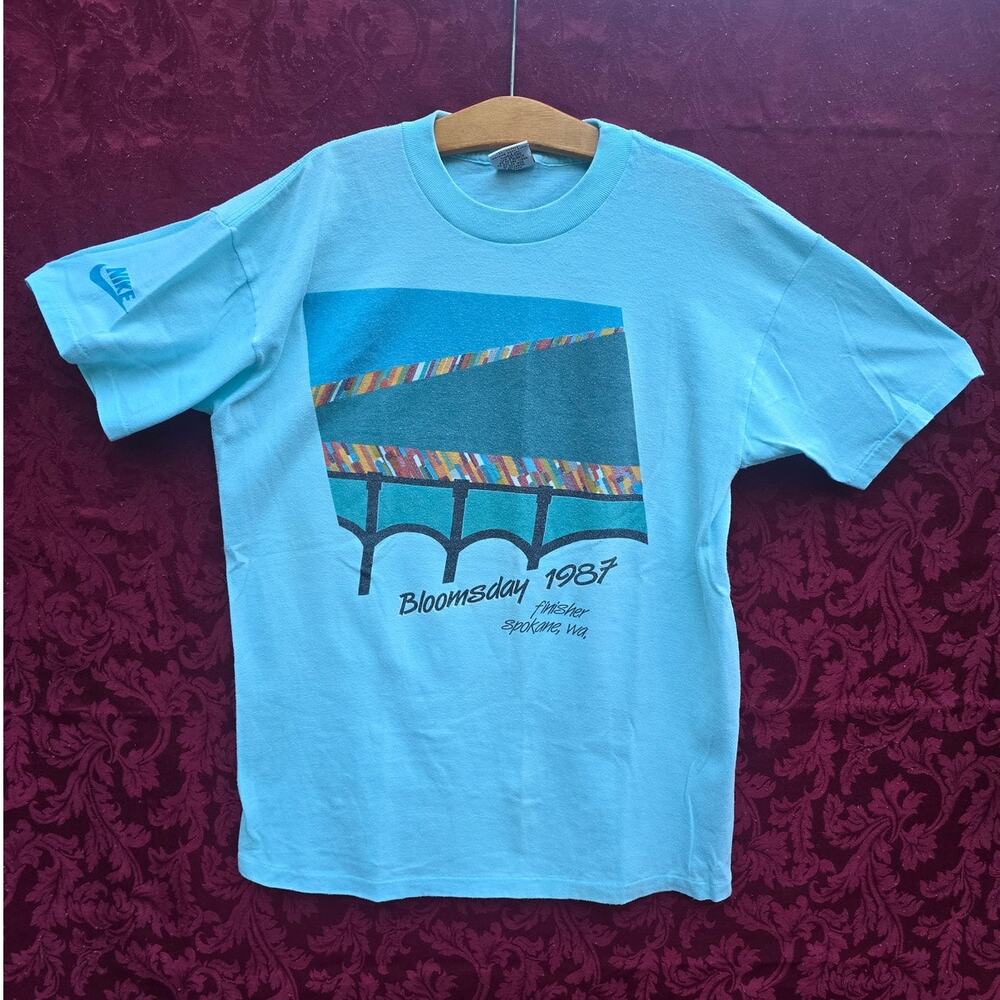 Vintage 1987 Nike Signal Mega-Tee Bloomsday Finisher T Shirt Single Stitch L